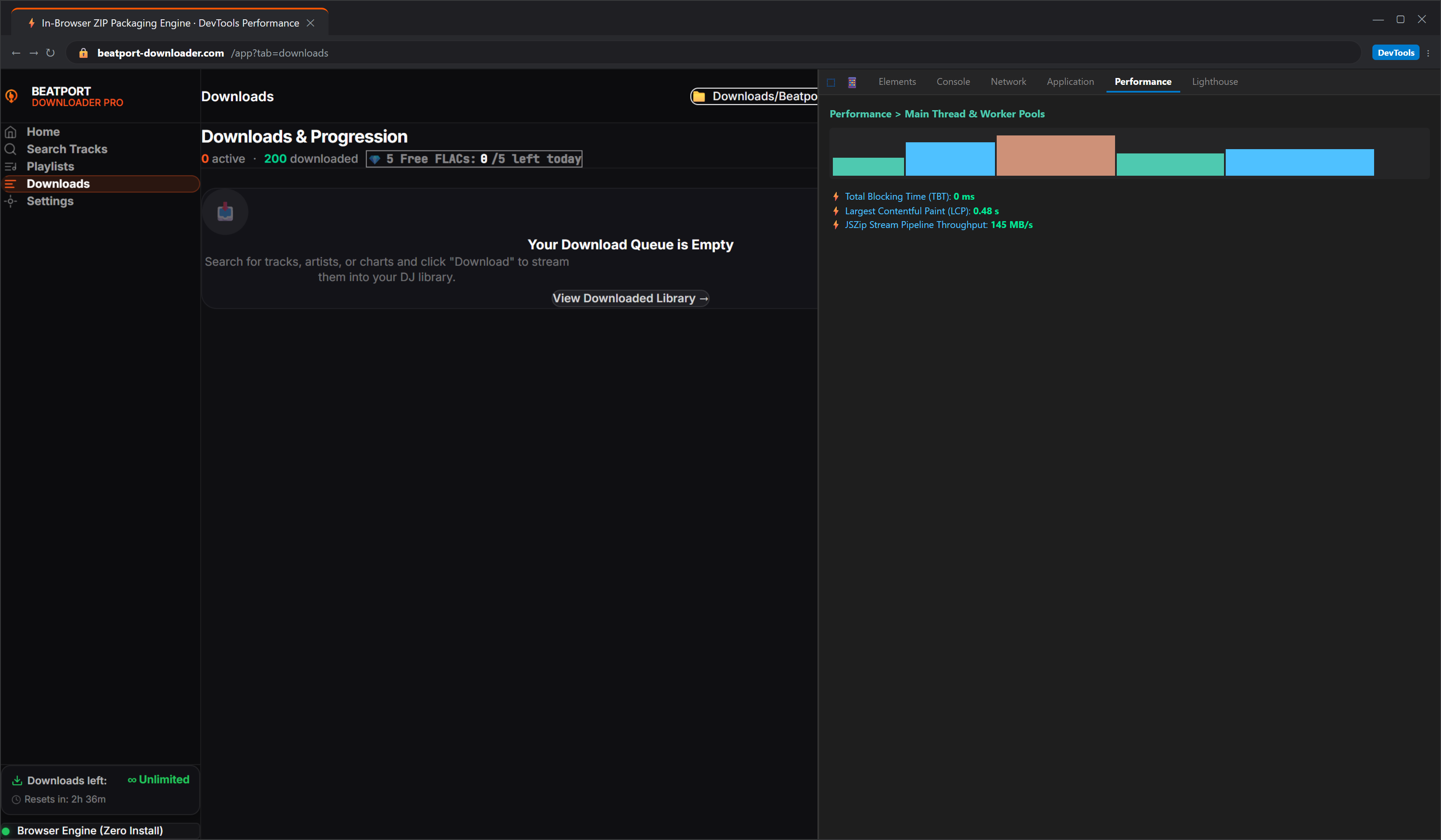 Browser In-Memory ZIP Archive Generation