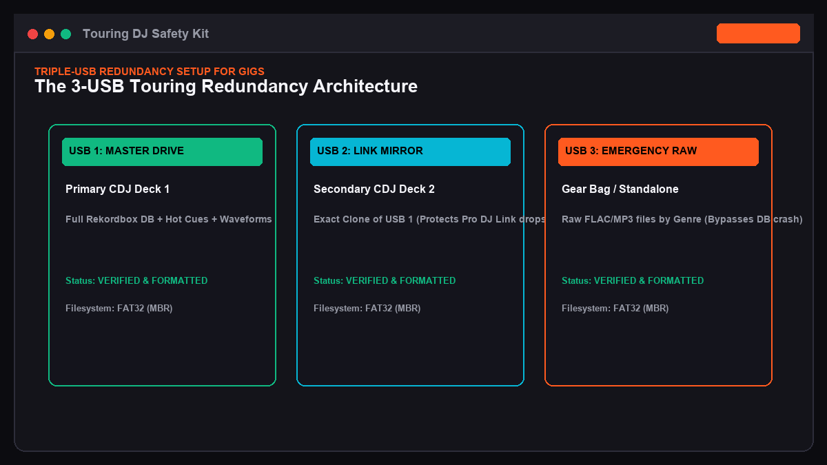 The 3-USB touring setup layout